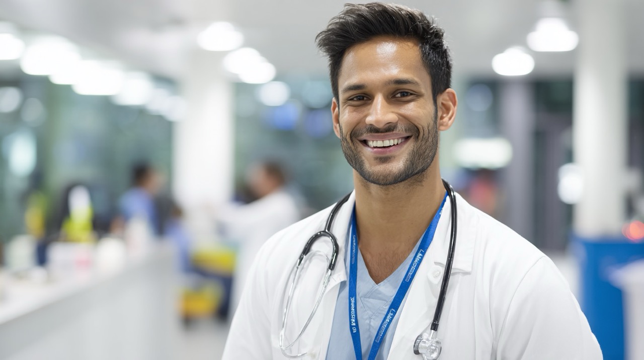 Asian doctor smiles
