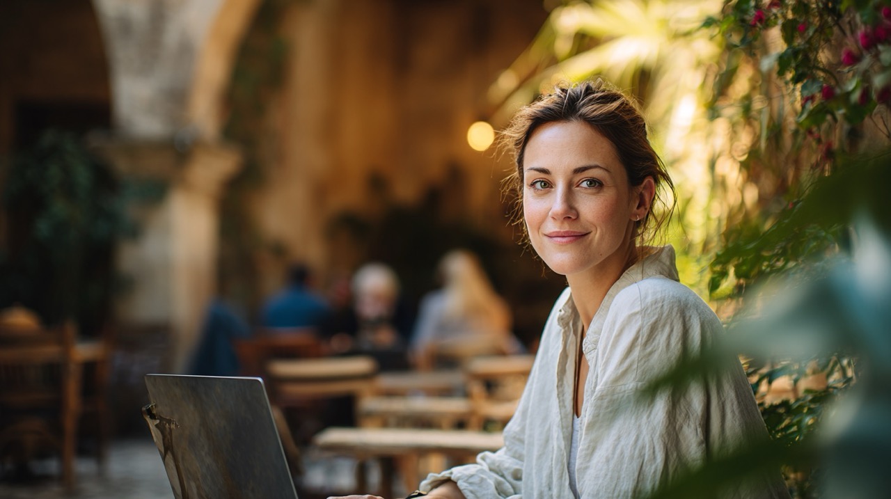 Photo of a woman working on laptop