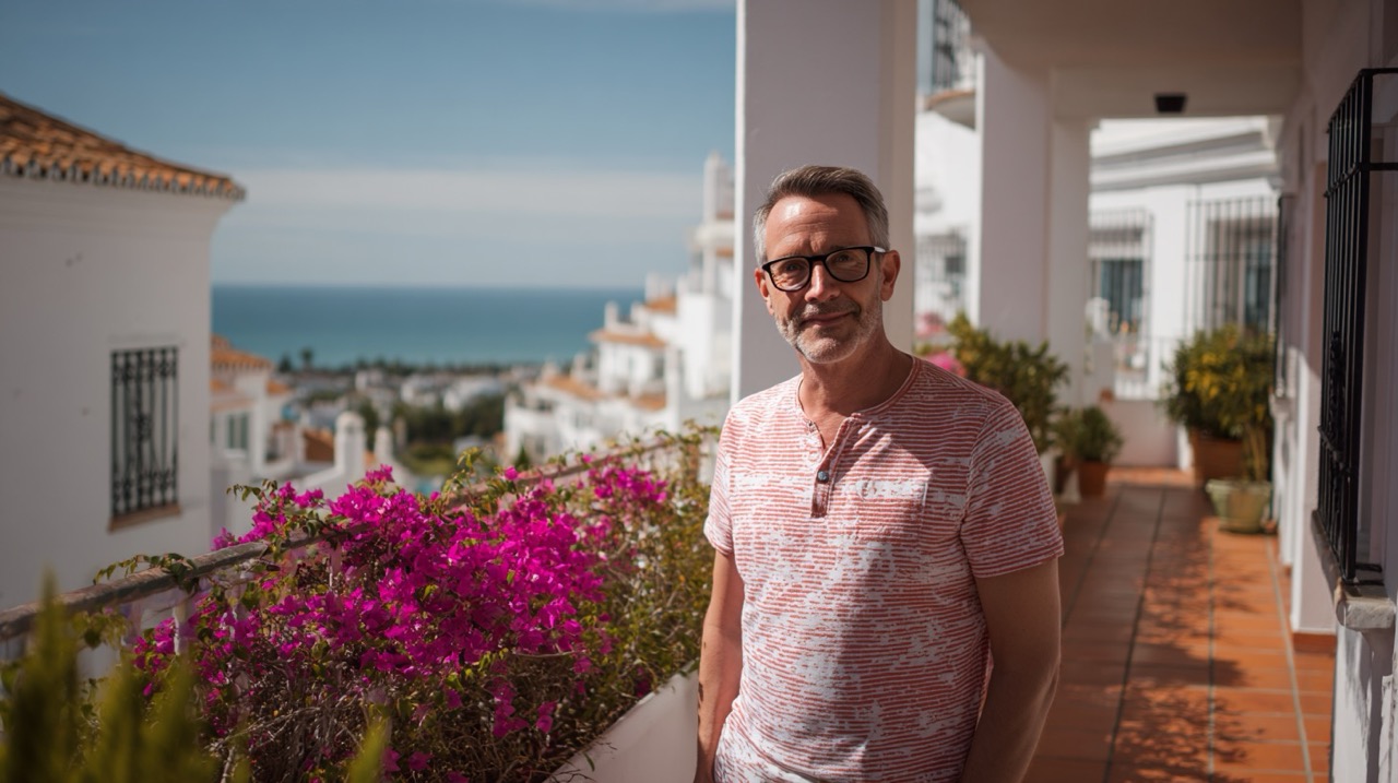 Photo of an elderly man with a view of the sea
