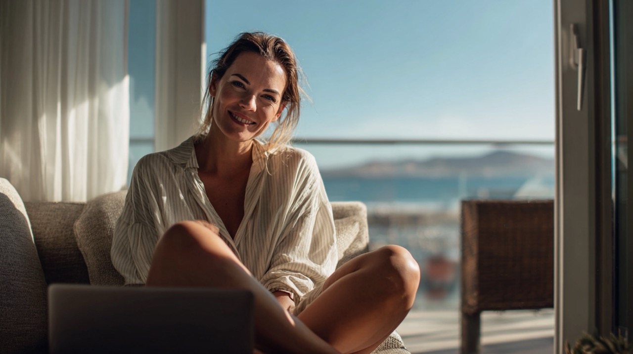 Photo of a woman working on laptop